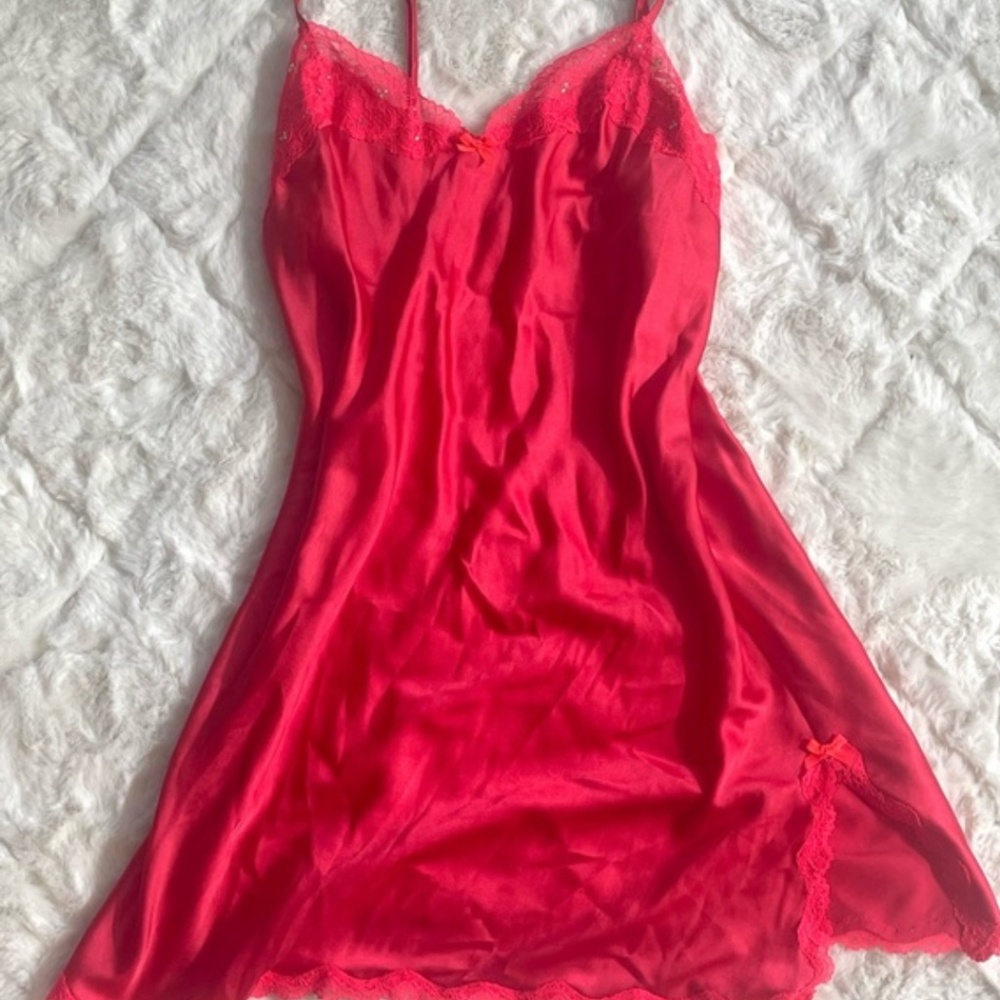 Red Y2K Lace Rhinestone Victoria's Secret Slip